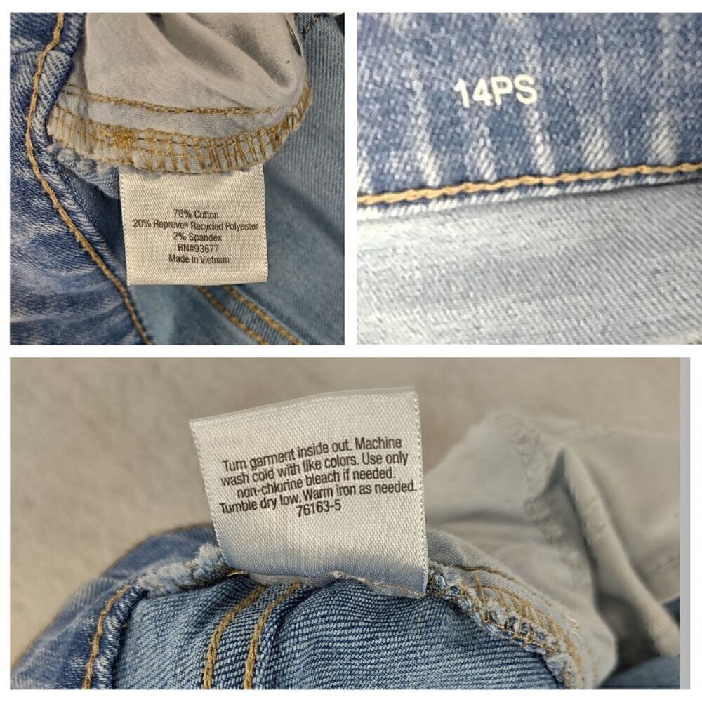 St. John's Bay Cotton Blend 5 Pocket Straight Leg Blue Denim Jeans Size 14PS - Picture 10 of 10